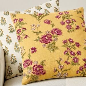 Pottery Barn Redmond Floral Embroidered Reversible Pillow 24 X 24